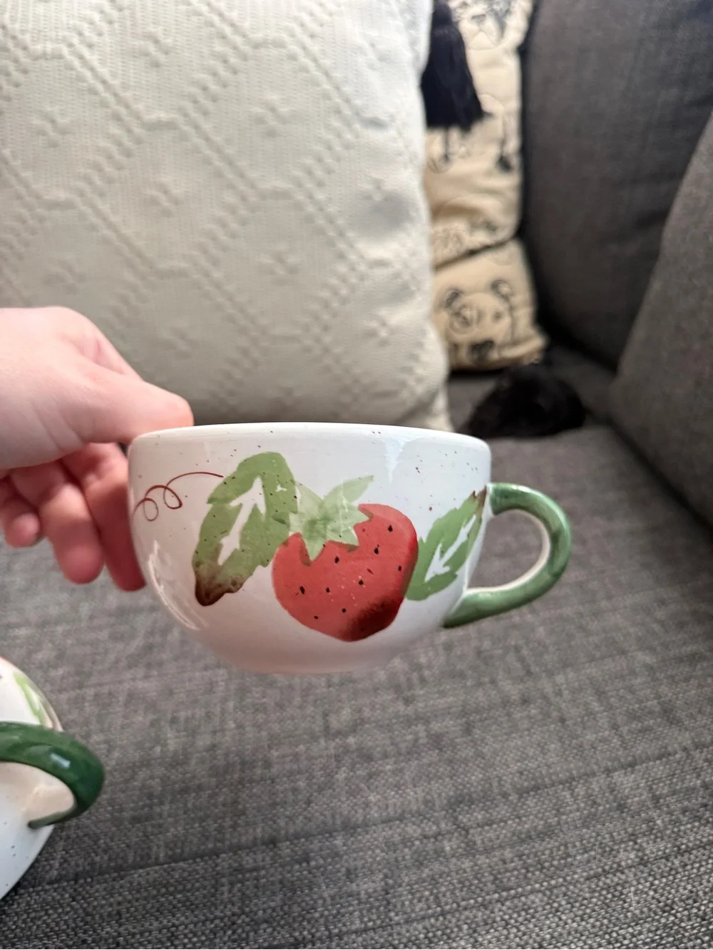 Strawberry Ceramic Teapot and Cup Set - White and Green